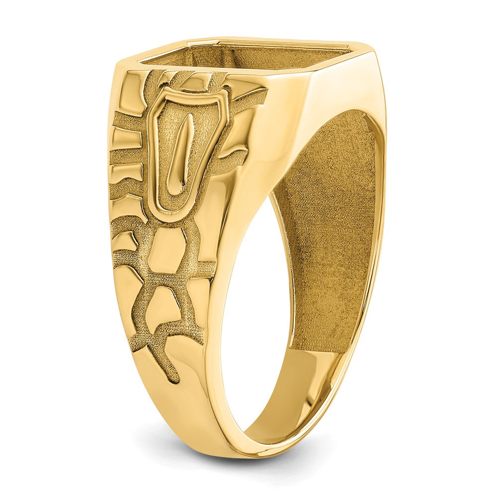 14k Men's Polished and Grooved Masonic Ring Mounting