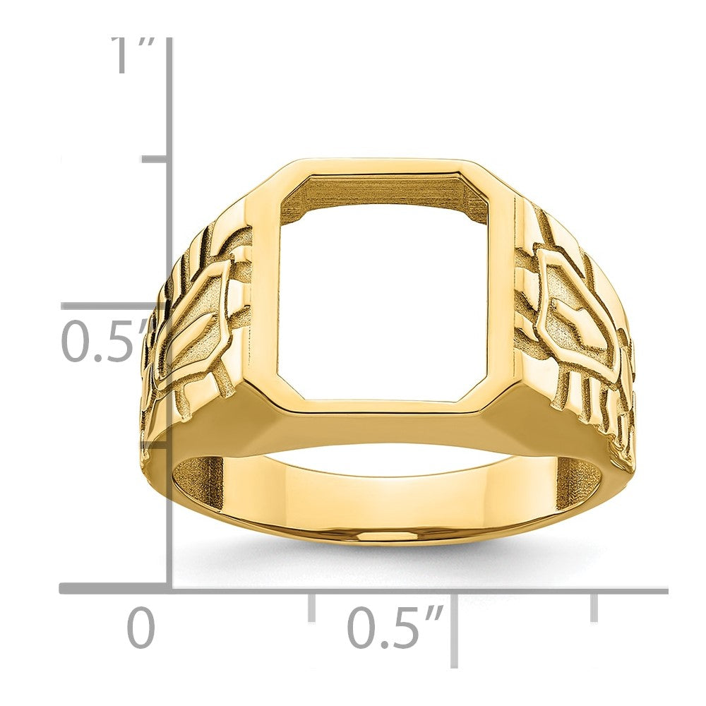 14k Men's Polished and Grooved Masonic Ring Mounting