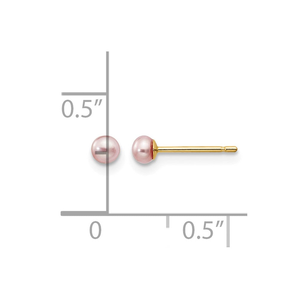 14k 3-4mm Purple Button Freshwater Cultured Pearl Stud Post Earrings