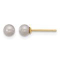 14K 3-4mm Round Grey Freshwater Cultured Pearl Post Earrings