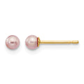 14k 3-4mm Purple Round Freshwater Cultured Pearl Stud Post Earrings