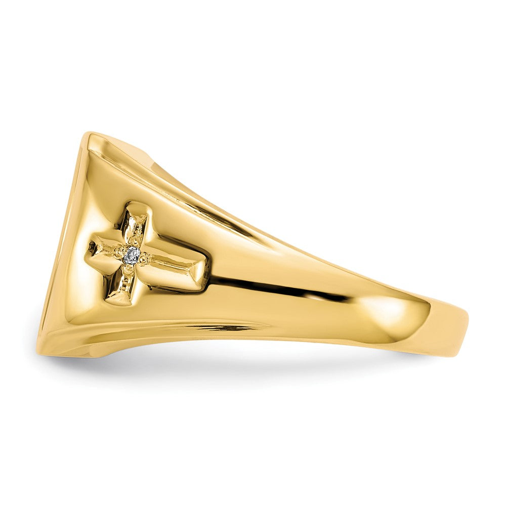 14k Men's Onyx and .01ct Diamond Cross Ring