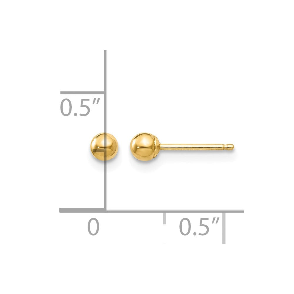 14k Polished 3mm Ball Post Earrings