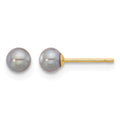 14K 4-5mm Round Grey Freshwater Cultured Pearl Post Earrings