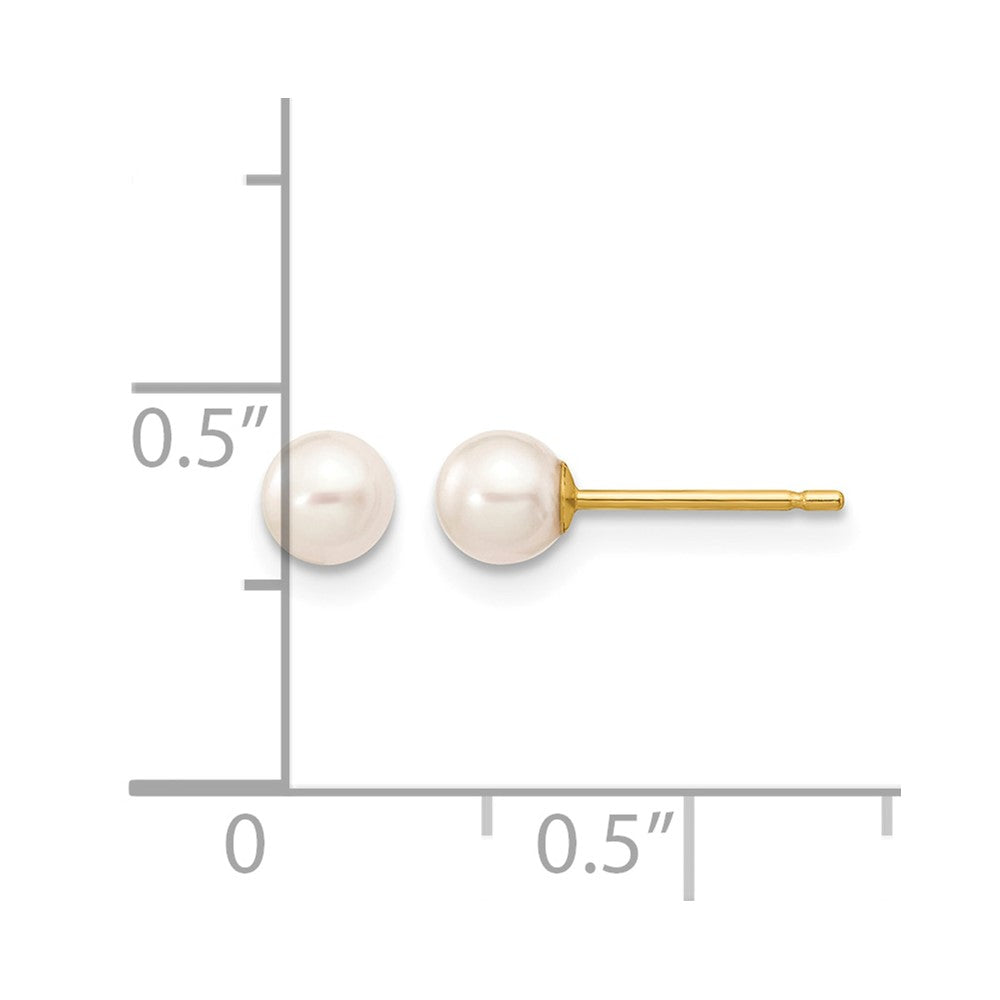 14k 4-5mm White Round Freshwater Cultured Pearl Stud Post Earrings