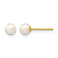 14k 4-5mm White Round Freshwater Cultured Pearl Stud Post Earrings