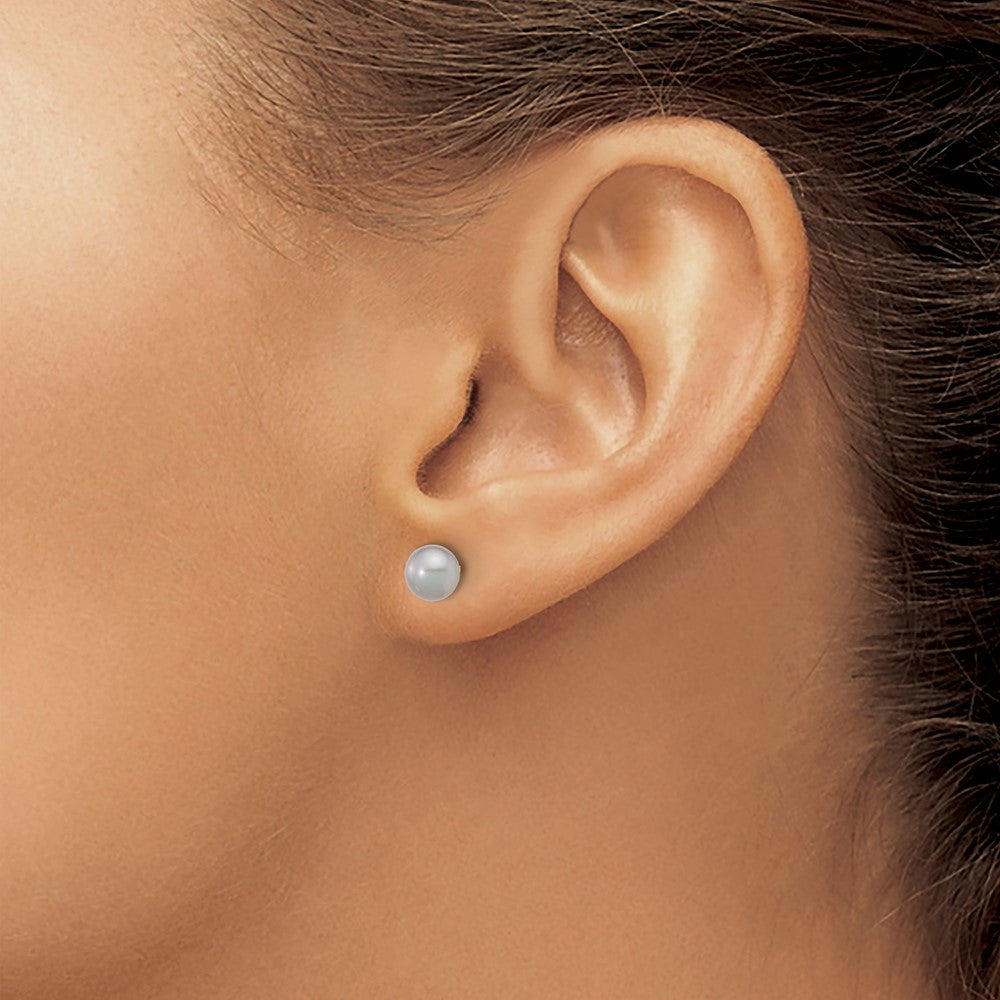 14K 5-6mm Grey Button FW Cultured Pearl Stud Post Earrings