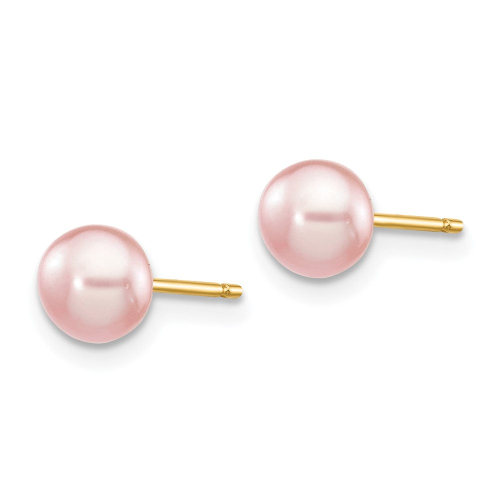 14k 5-6mm Pink Button FW Cultured Pearl Stud Post Earrings