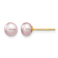 14k 5-6mm Purple Button Freshwater Cultured Pearl Stud Post Earrings