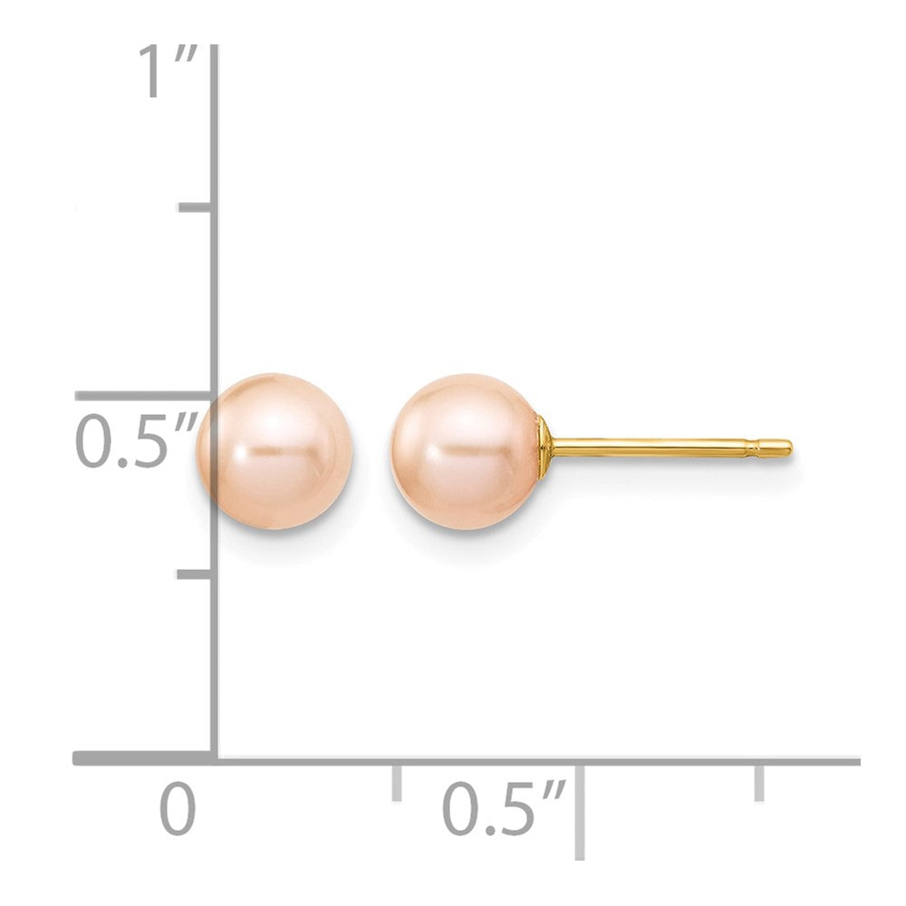 14k 5-6mm Pink Round Freshwater Cultured Pearl Stud Post Earrings