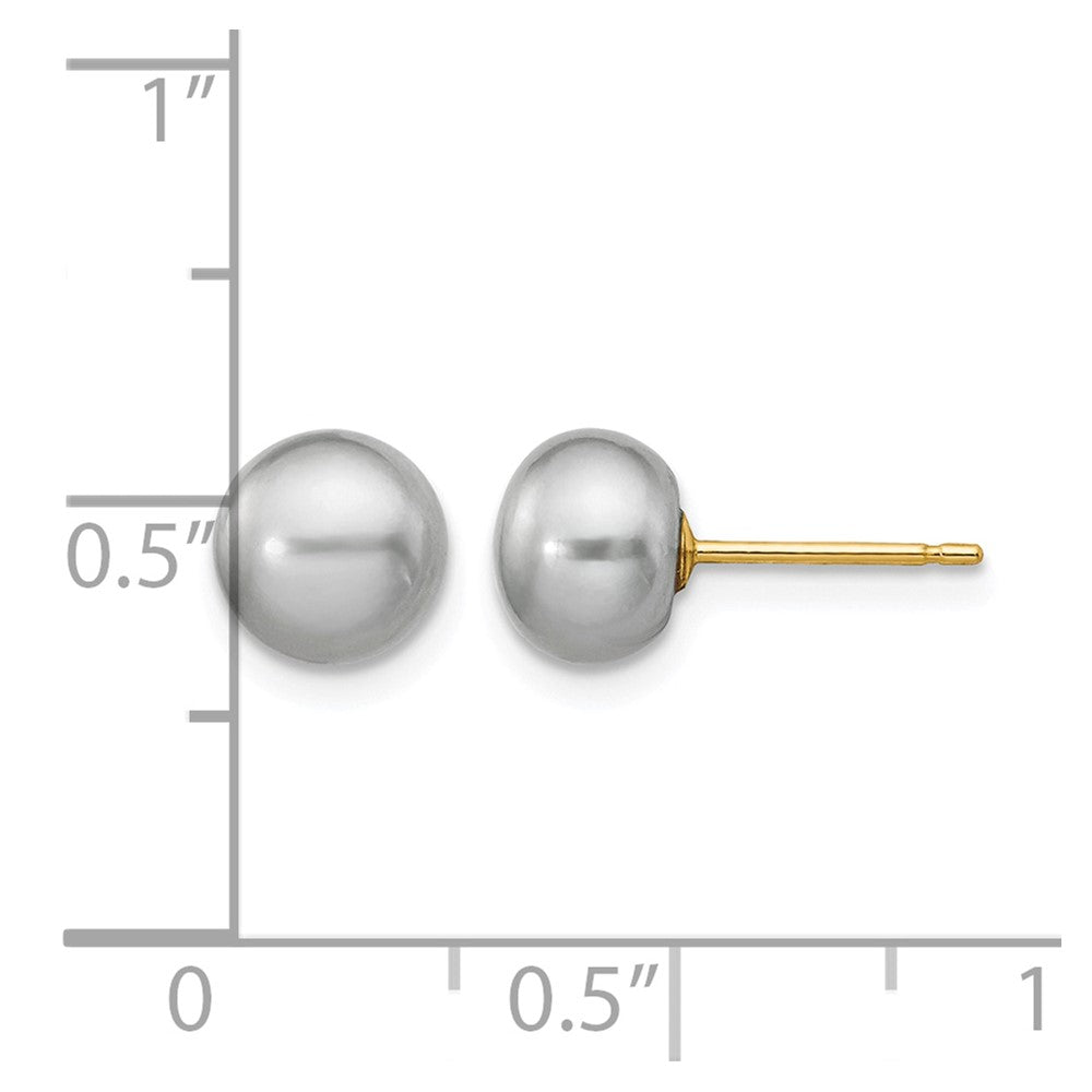 14k 6-7mm Grey Button FW Cultured Pearl Stud Post Earrings