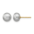14k 6-7mm Grey Button FW Cultured Pearl Stud Post Earrings