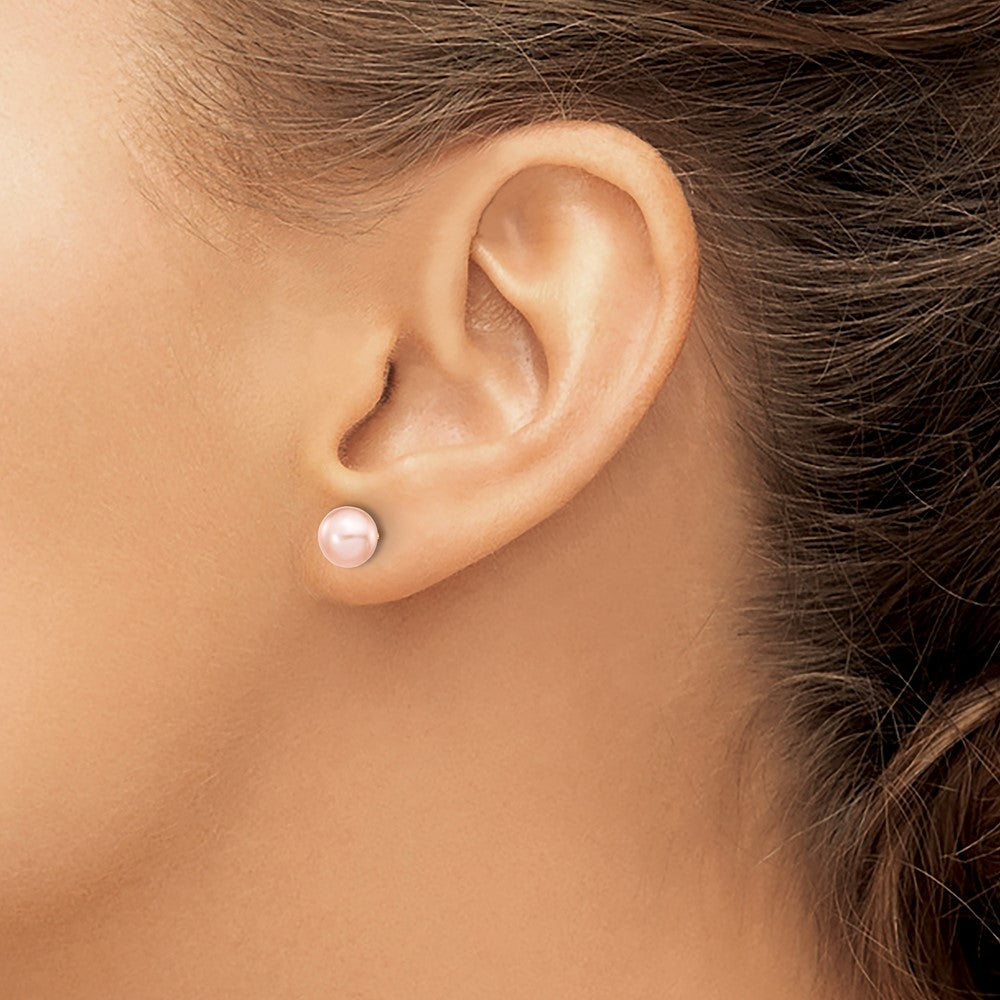 14k 6-7mm Pink Button FW Cultured Pearl Stud Post Earrings