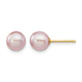 14k 6-7mm Purple Round Freshwater Cultured Pearl Stud Post Earrings