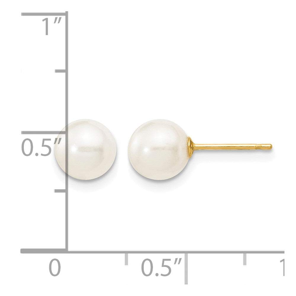 14k 6-7mm White Round Freshwater Cultured Pearl Stud Post Earrings