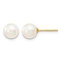 14k 6-7mm White Round Freshwater Cultured Pearl Stud Post Earrings