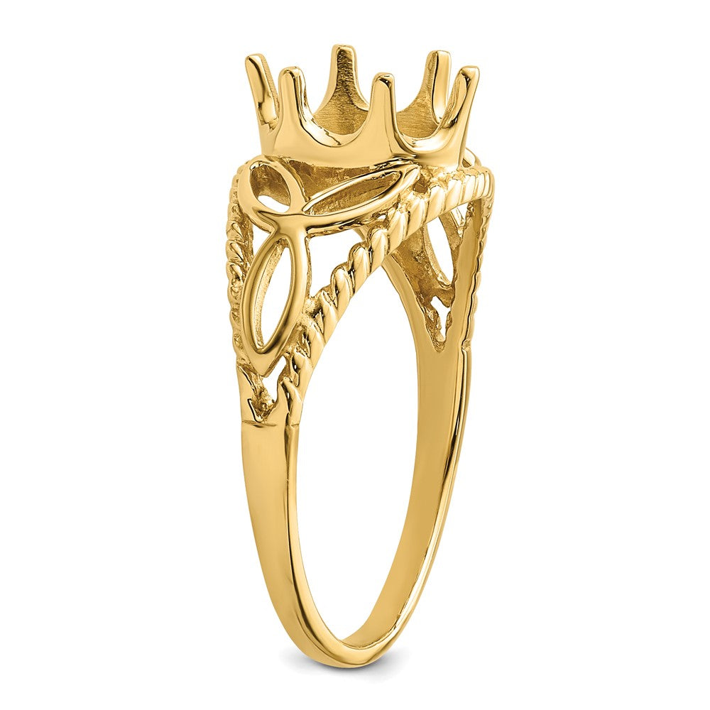 14k Polished 8x6 Oval Gemstone Filigree Ring Mounting