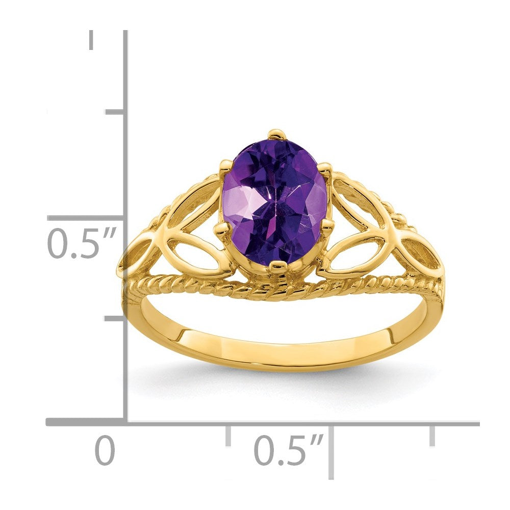 14k 8x6mm Oval Amethyst ring