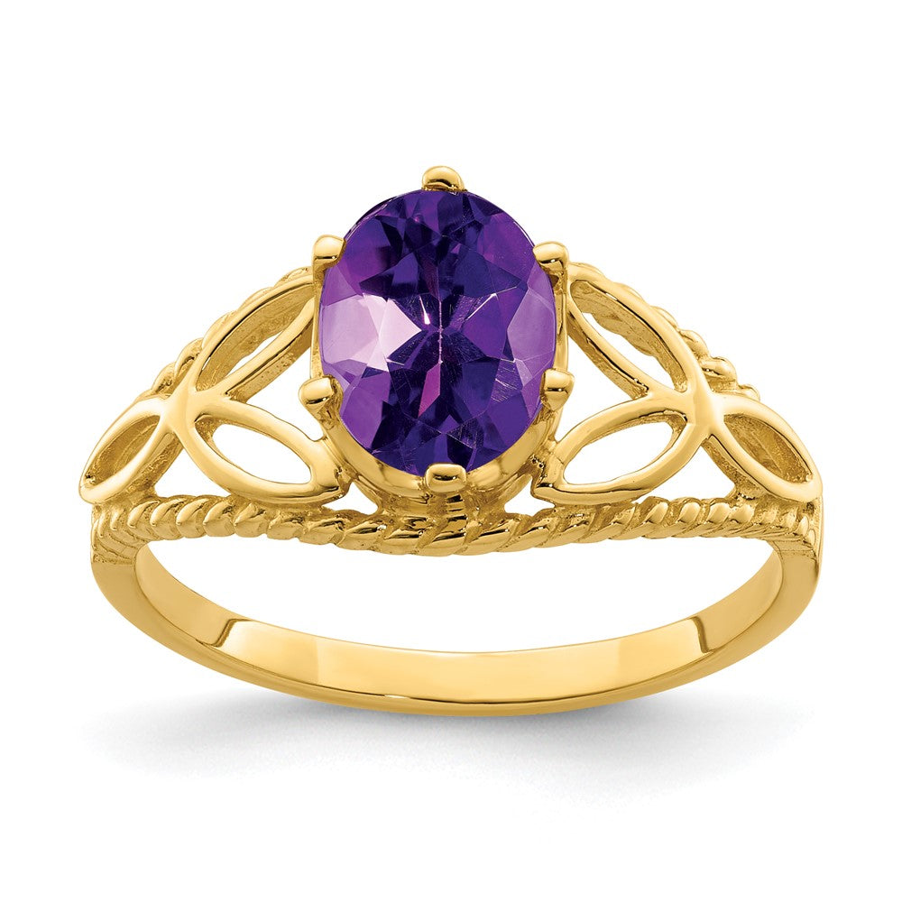 14k 8x6mm Oval Amethyst ring