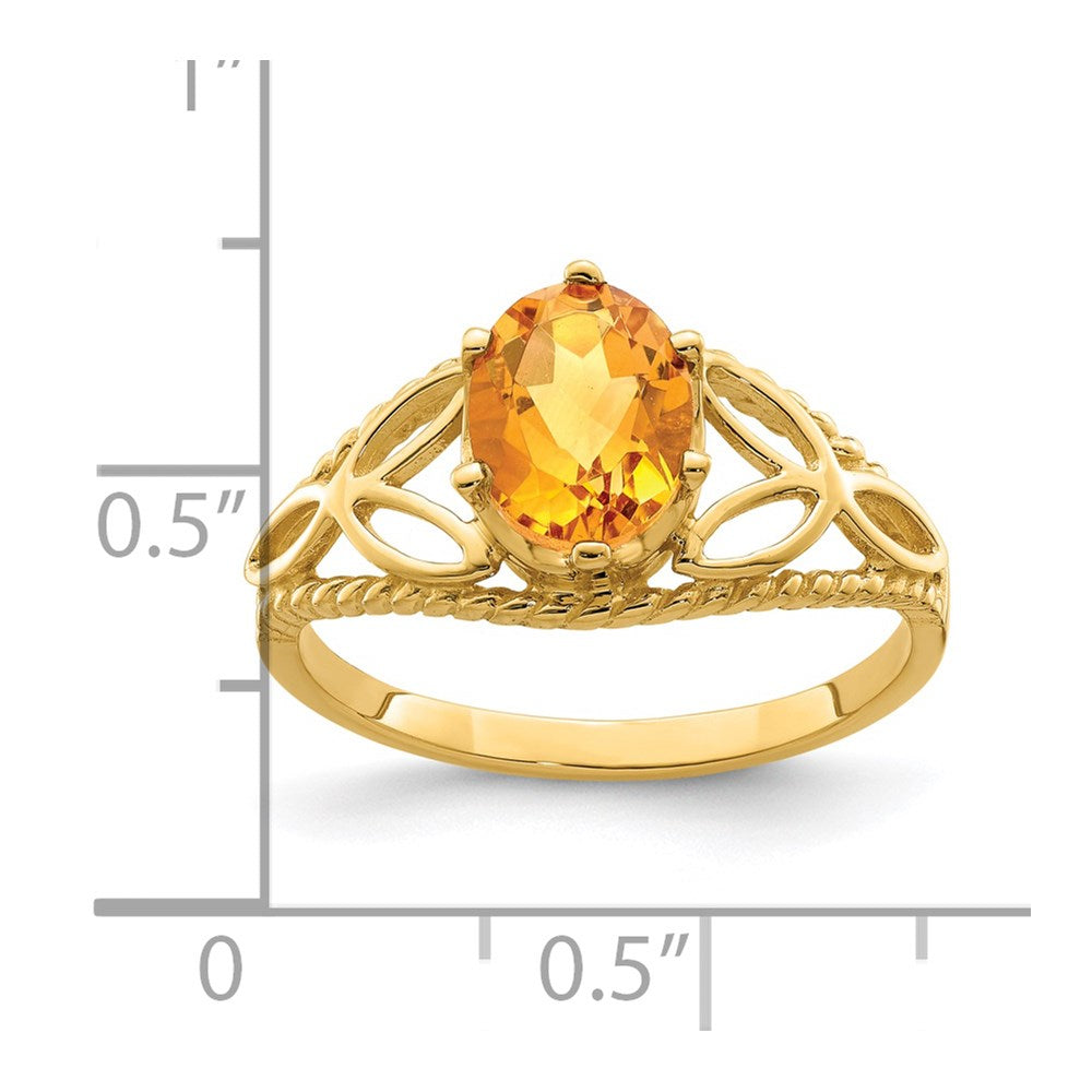 14k 8x6mm Oval Citrine ring