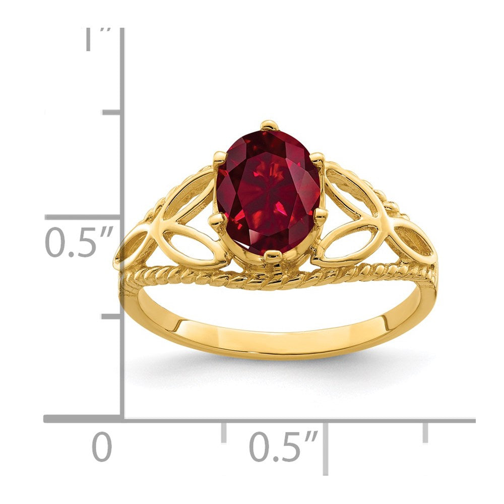 14k 8x6mm Oval Created Ruby ring