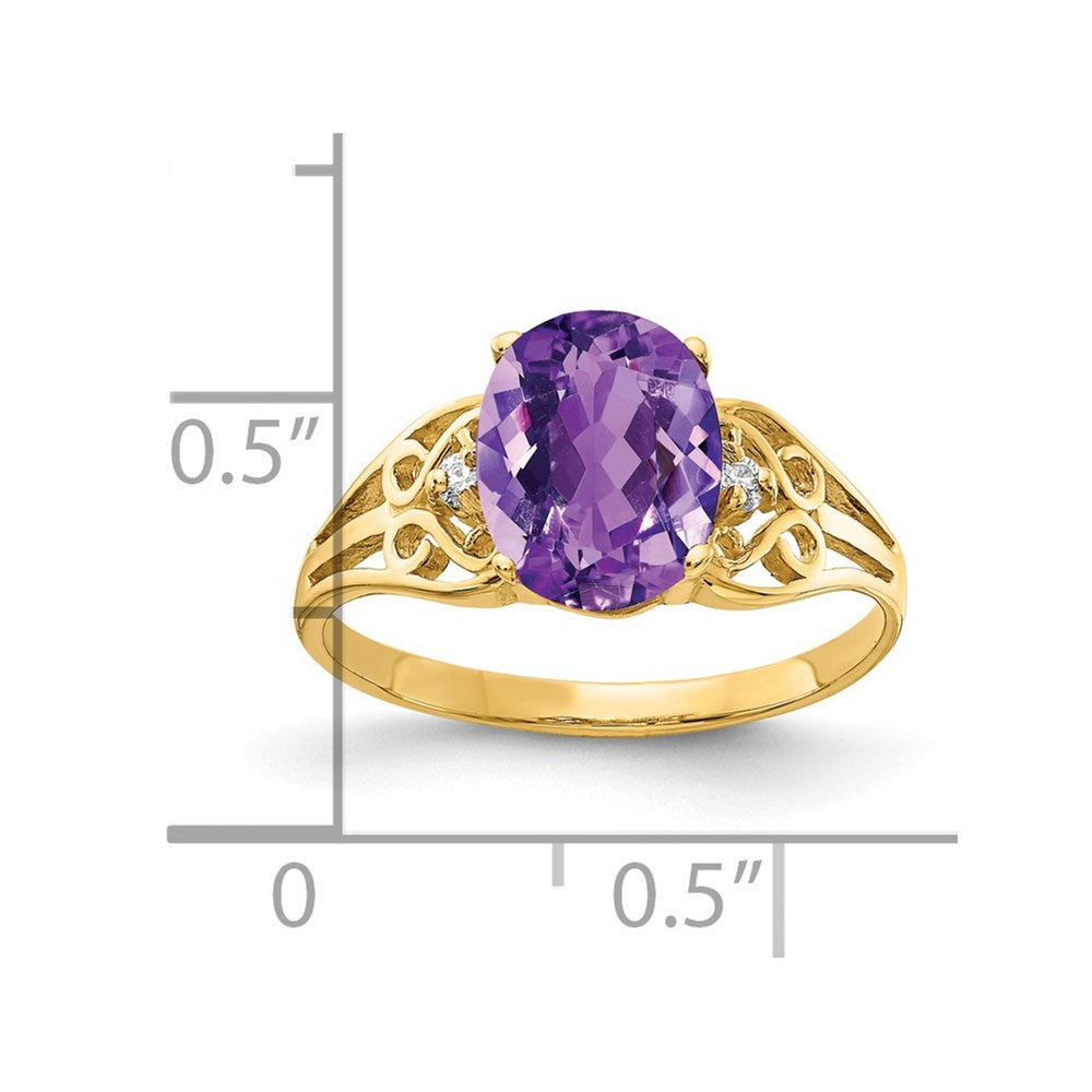 14k 9x7mm Oval Amethyst A Diamond ring