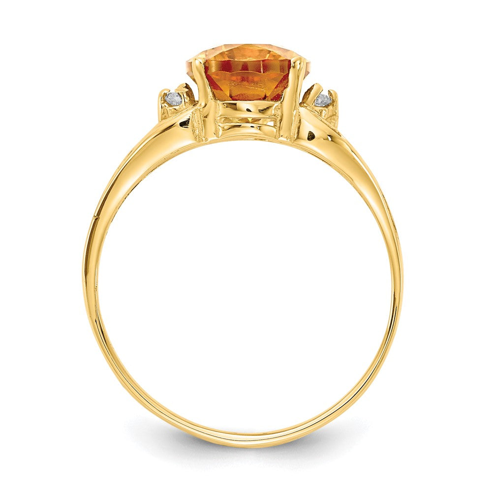 14k 9x7mm Oval Citrine AA Diamond ring