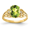 14k 9x7mm Oval Peridot VS Diamond ring