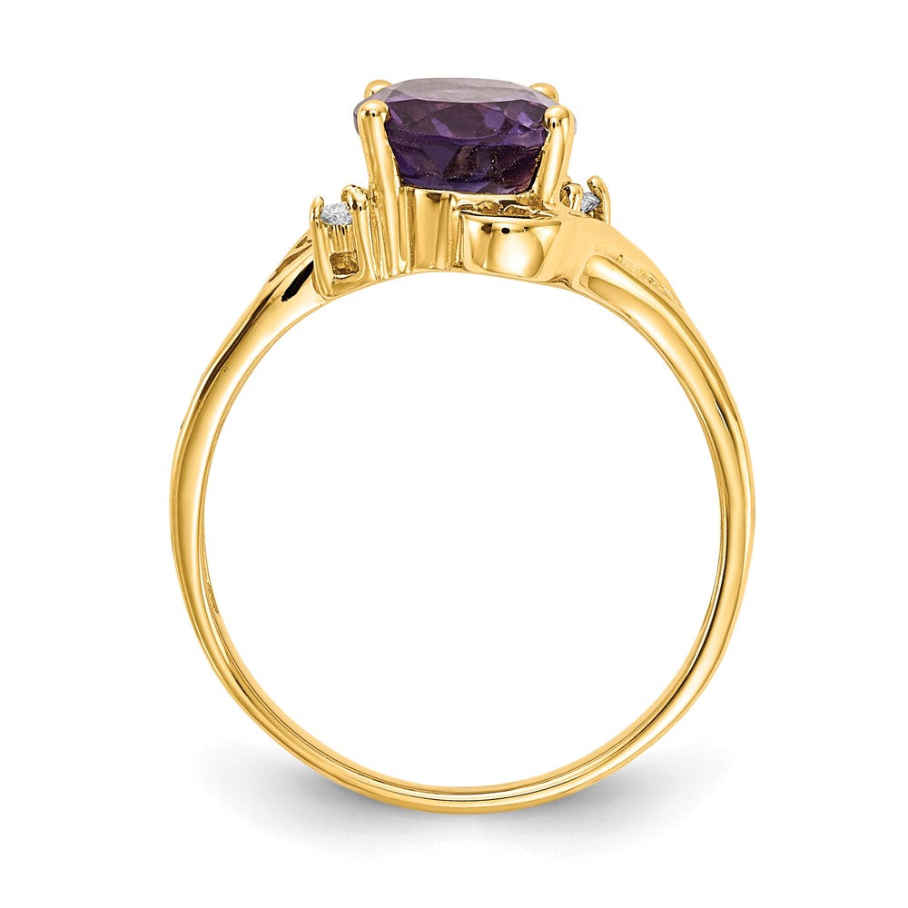 14k 9x7mm Oval Amethyst AAA Diamond ring