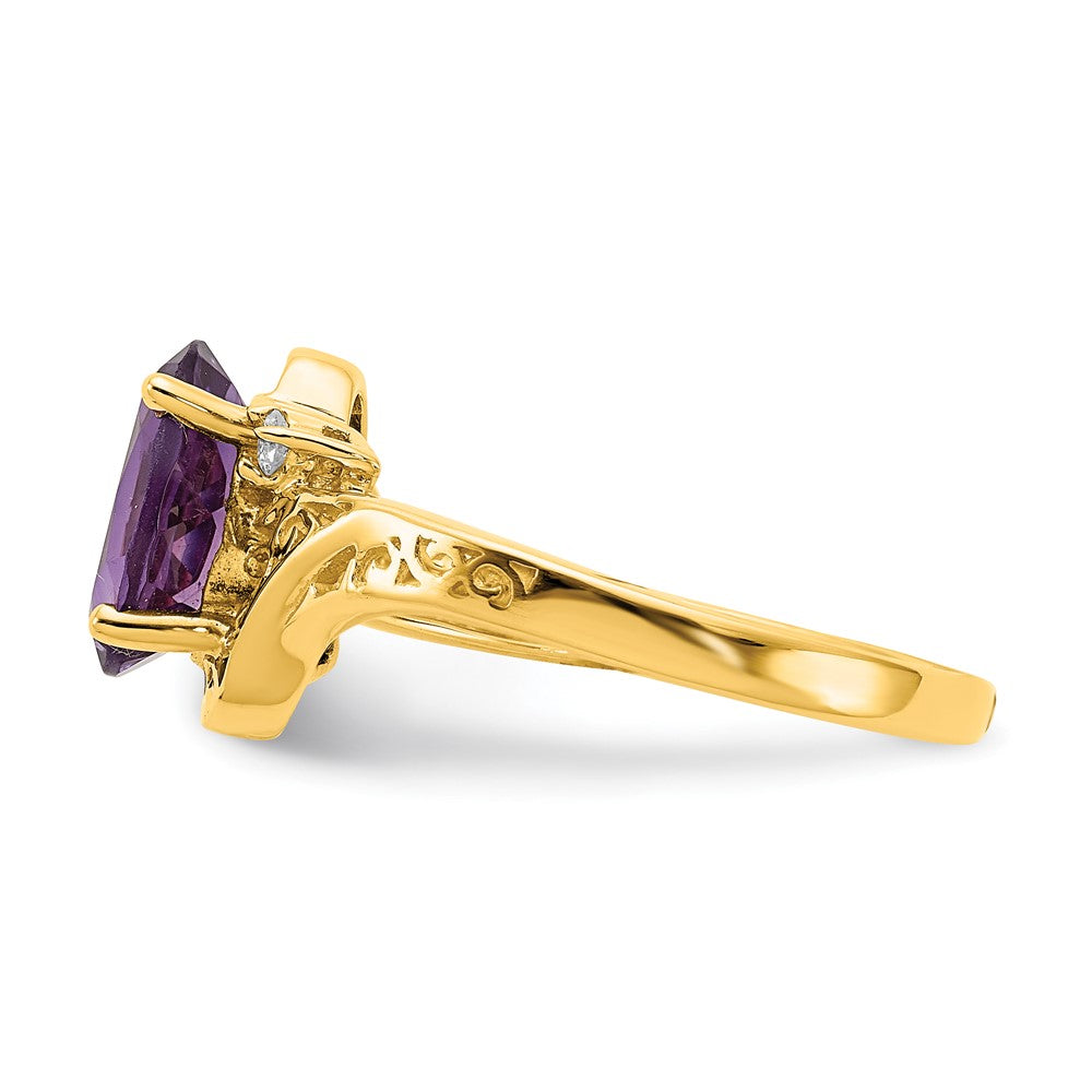 14k 9x7mm Oval Amethyst A Diamond ring