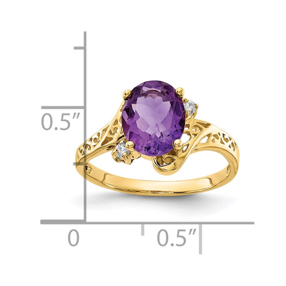 14k 9x7mm Oval Amethyst VS Diamond ring