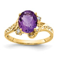 14k 9x7mm Oval Amethyst A Diamond ring