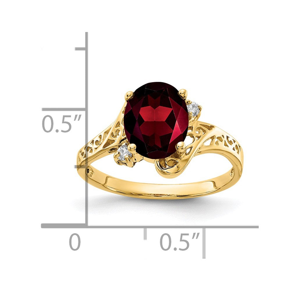 14k 9x7mm Oval Garnet A Diamond ring