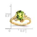 14k 9x7mm Oval Peridot VS Diamond ring