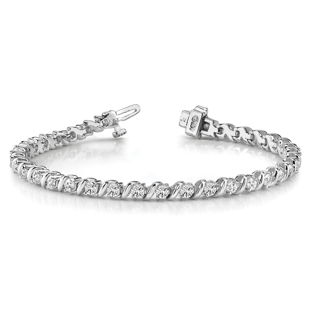14k White Gold 2.25mm Swirled Tennis Bracelet Mounting