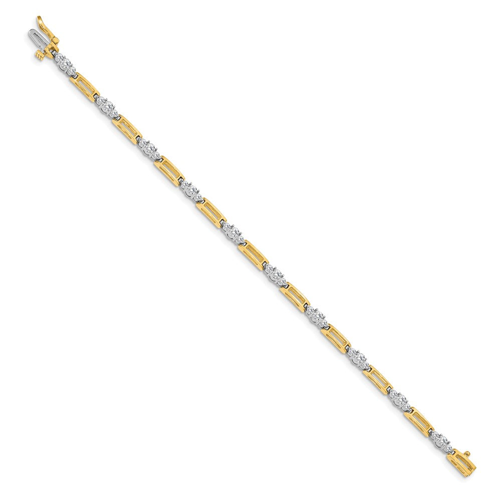 14k Two-Tone Fancy Link Tennis Bracelet Mtg