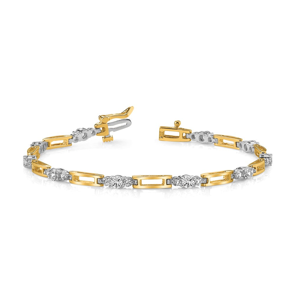 14k Two-Tone Fancy Link Tennis Bracelet Mtg