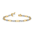 14k Two-tone AA Diamond Fancy Link Tennis Bracelet