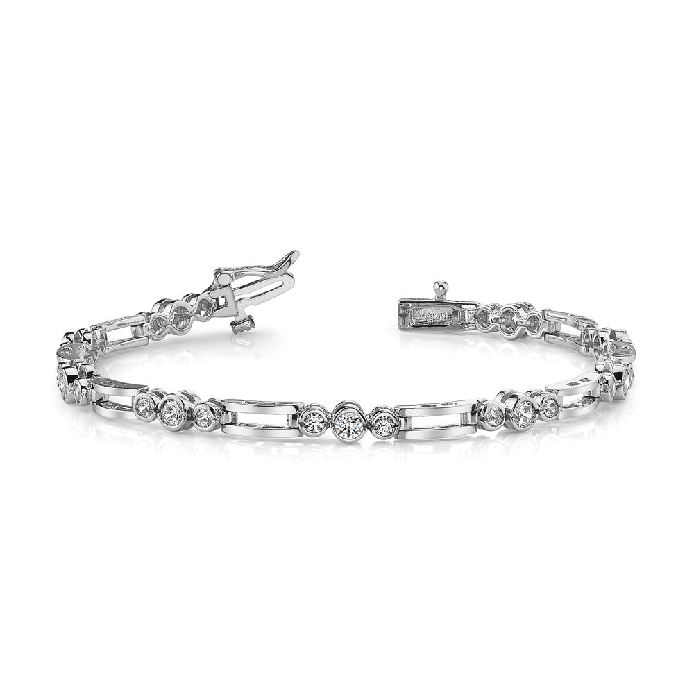 14k White Gold VS Diamond Fancy Link Tennis Bracelet