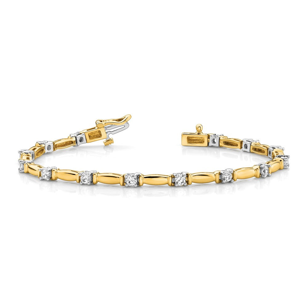 14k Two-tone 2.6mm Bar Link Tennis Bracelet Mounting