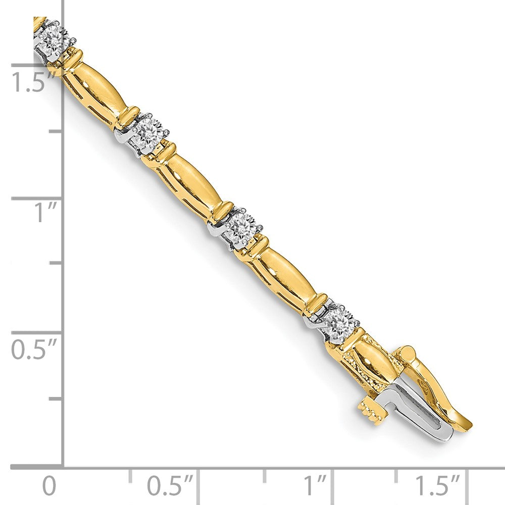 14k Two-tone AAA Diamond Bar Link Tennis Bracelet