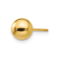 Single 14k Polished 6mm Ball Post Earring