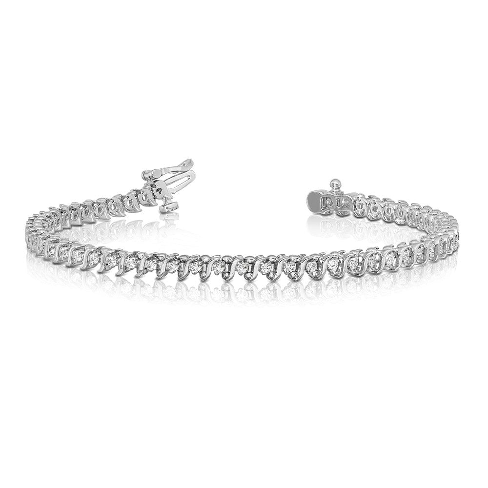 14k White Gold 1.6mm Diamond Tennis Bracelet