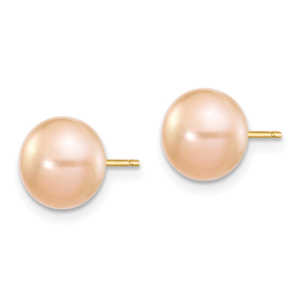 14k 7-8mm Pink Button FW Cultured Pearl Stud Post Earrings