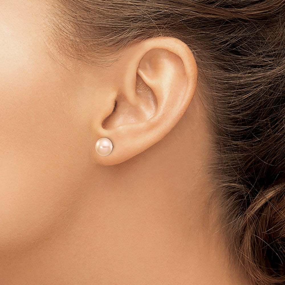 14k 7-8mm Pink Button FW Cultured Pearl Stud Post Earrings