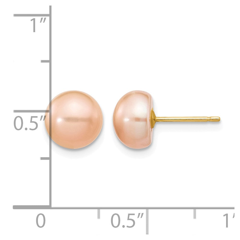 14k 7-8mm Pink Button FW Cultured Pearl Stud Post Earrings