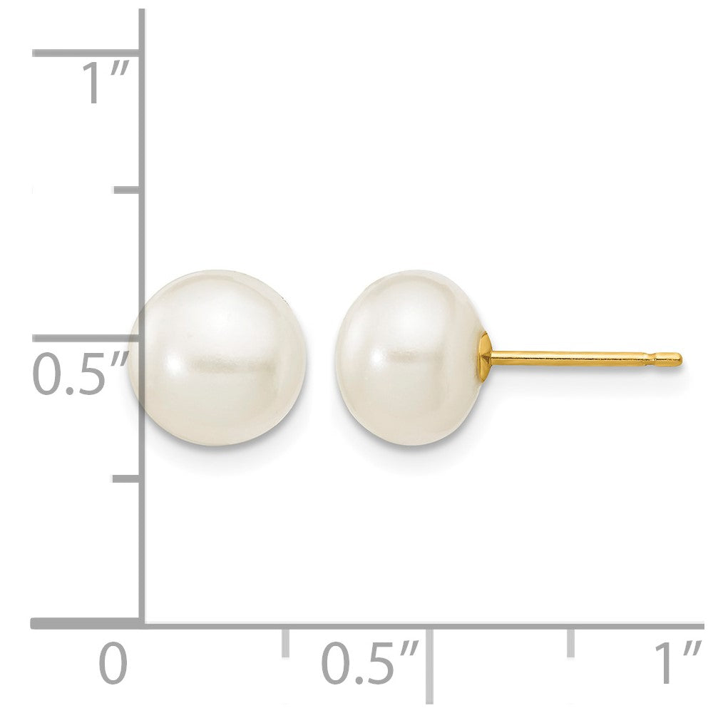 14k 7-8mm White Button Freshwater Cultured Pearl Stud Post Earrings