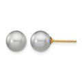 14k 7-8mm Grey Round Freshwater Cultured Pearl Stud Post Earrings