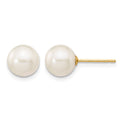 14k 7-8mm White Round Freshwater Cultured Pearl Stud Post Earrings