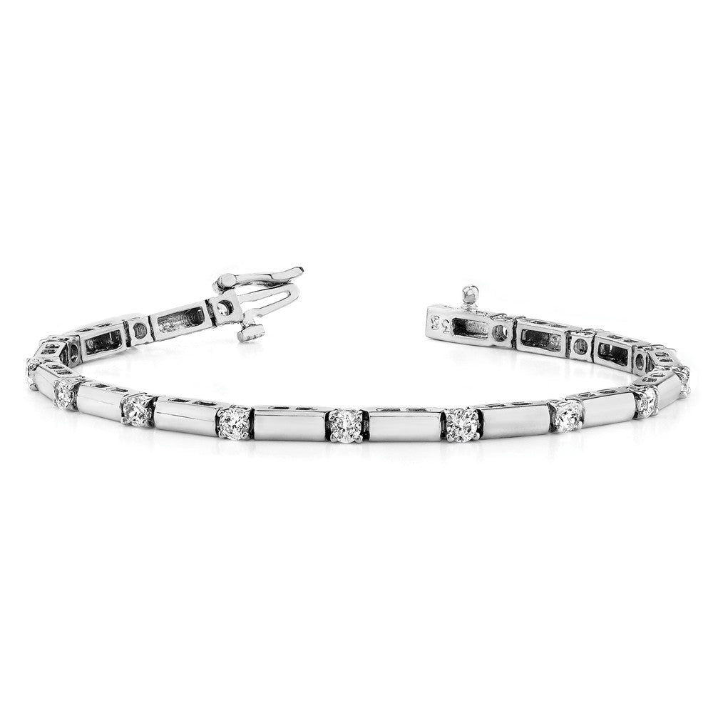 14k White Gold 3.3mm Bar Link Tennis Bracelet Mounting